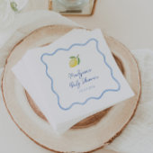 Light Blue Wavy Border Lemons Sweet Baby Dusche Serviette