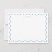 Light Blue Wavy Border Personalized Note Card Einladung (Vorderseite)