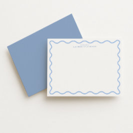 Light Blue Wavy Border Personalized Note Card Einladung