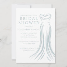 Light Blue Wedding Dress Bridal Shower Invitation