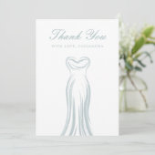 Light Blue Wedding Dress Danke Card Einladung (Stehend Vorderseite)