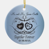 Light Blue Wedding Keepake Keramikornament (Vorne)