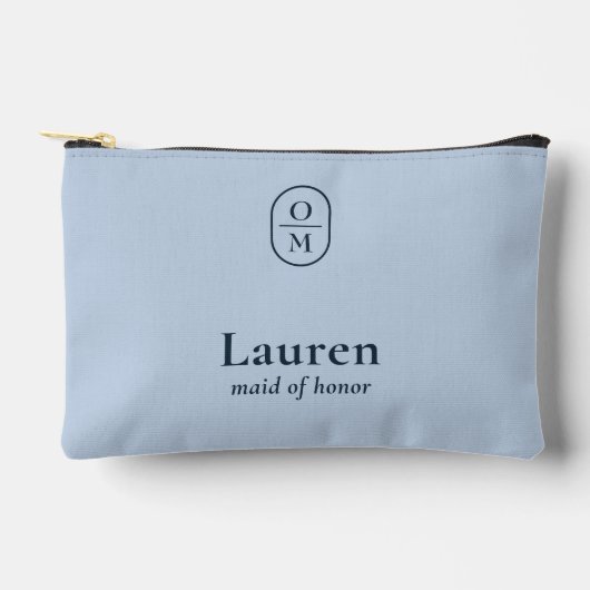 Light Blue | Wedding Monogram Bridesmaid Gift  Zubehörtasche (Vorderseite)