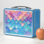 Light Blue Whimsical Mermaid Scales Metal Lunchbox (Beispiel)