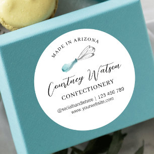 Light Blue Whisk Moderne gebacken mit Liebe Cateri Runder Aufkleber
