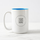 Light Blue White Business Logo Simple Promotional Zweifarbige Tasse (Links)