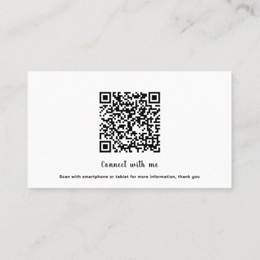 Light Blue & White Cow Print, QR-Code Visitenkarte (Rückseite)