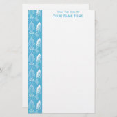 Light Blue White Damask Border Briefpapier (Vorne/Hinten)