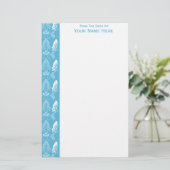 Light Blue White Damask Border Briefpapier (Stehend Vorderseite)