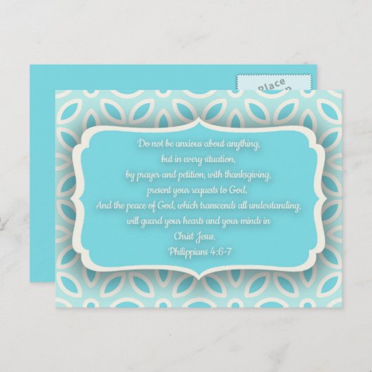 Light Blue White Floral Bible Verse Ermutigung Postkarte (Vorne/Hinten)
