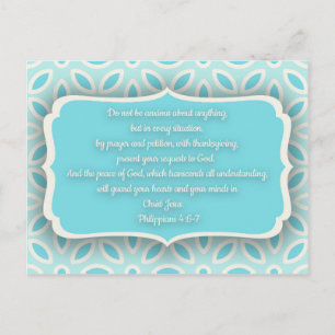Light Blue White Floral Bible Verse Ermutigung Postkarte