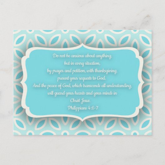 Light Blue White Floral Bible Verse Ermutigung Postkarte (Vorderseite)