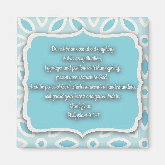 Light Blue White Floral Bible Verse Magnet (Vorne)
