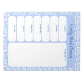 Light Blue White Floral Weekly Meal Planner Notizblock (Vorderseite)