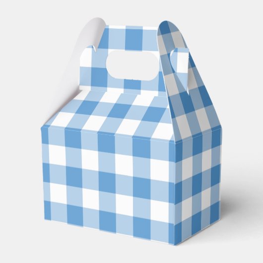 Light Blue & White Gingham Pattern Gable Fevor Box Geschenkschachtel (Rückseite)