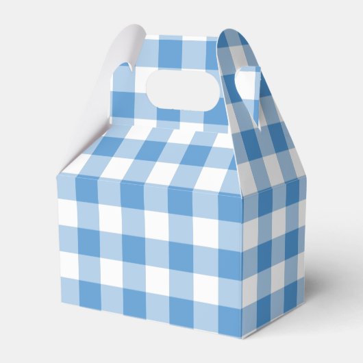 Light Blue & White Gingham Pattern Gable Fevor Box Geschenkschachtel (Vorderseite)