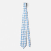 Light Blue & White Hahnentrittmuster Necktie Krawatte (Vorderseite)