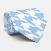 Light Blue & White Hahnentrittmuster Necktie Krawatte (Gerollt)