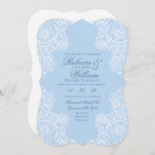 Light Blue White Lace Elegante Einladung (Vorne/Hinten)