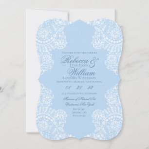 Light Blue White Lace Elegante Einladung