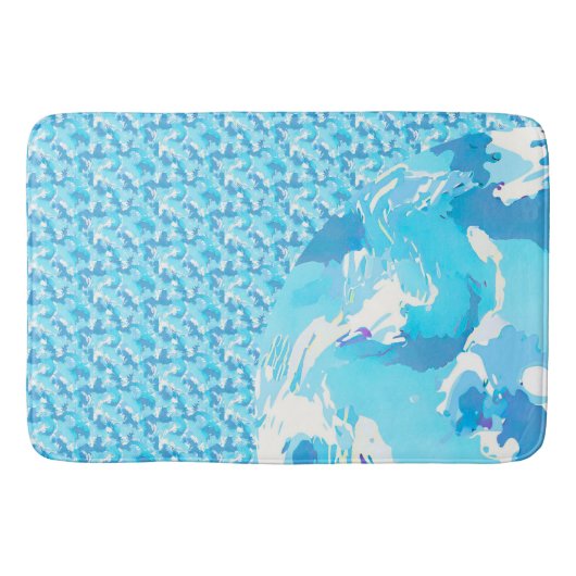 Light blue & White Ocean Abstract Art Badematte (Vorderseite)
