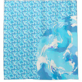 Light blue & White Ocean Abstract Art Duschvorhang (Vorderseite)