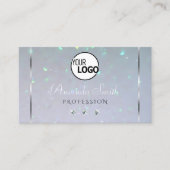Light Blue White Pearl Glitzer Diamonds and Logo Visitenkarte (Vorderseite)