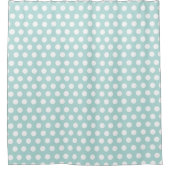 Light Blue White Polka Dot Pastel Duschvorhang (Vorderseite)