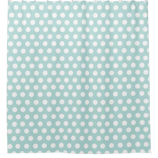 Light Blue White Polka Dot Pastel Duschvorhang (Vorderseite)