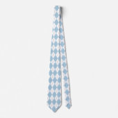 Light Blue & White Rauten Necktie Krawatte (Vorderseite)