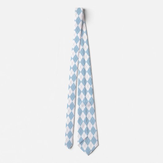Light Blue & White Rauten Necktie Krawatte (Rückseite)