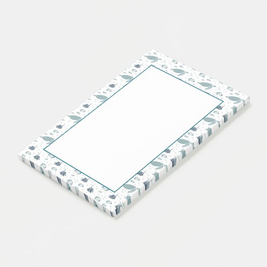 Light Blue White Sea Turtle Meereswelt Print Post-it Klebezettel (angewinkelt)