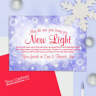 Light Blue, White Snowflakes, Red Company Holiday Einladung