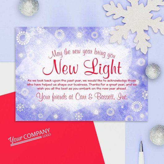 Light Blue, White Snowflakes, Red Company Holiday Einladung