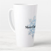 Light Blue White Snowflakes Weihnachten Milchtasse (Linke Ecke)
