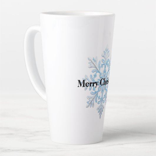 Light Blue White Snowflakes Weihnachten Milchtasse (Linke Ecke)