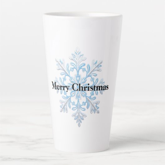 Light Blue White Snowflakes Weihnachten Milchtasse (Vorderseite)