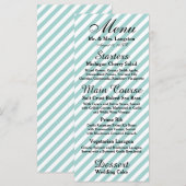 Light Blue White Striping - Empfang Menu Menükarte (Vorne/Hinten)