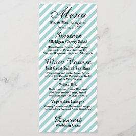 Light Blue White Striping - Empfang Menu Menükarte