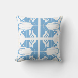 Light Blue White Symmetrie Mittelmeer Mosaike Kissen