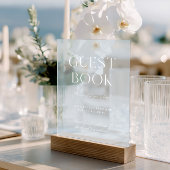 Light Blue & White Wedding Gästebuch Akronylic Sig Acrylschild