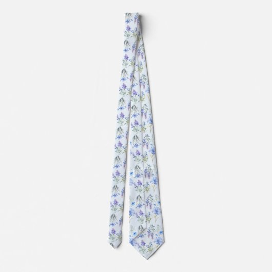 Light Blue Wildblumen Neck Tie Krawatte (Rückseite)