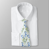 Light Blue Wildblumen Neck Tie Krawatte (Gebunden)