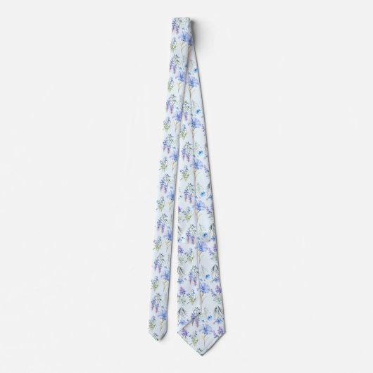 Light Blue Wildblumen Neck Tie Krawatte (Rückseite)