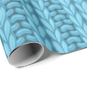 Light Blue Winter Knitting Wooly Muster Geschenkpapier (Rolleneckpunkt)