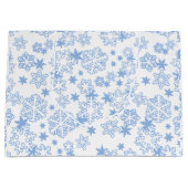 Light Blue Winter Snowflake Muster Große Geschenktüte (Vorderseite)