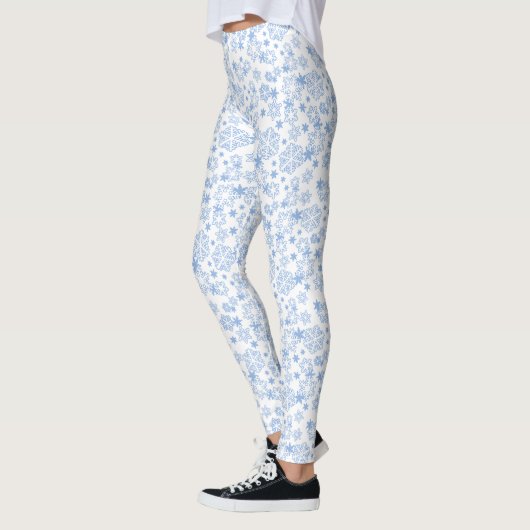 Light Blue Winter Snowflake Muster Leggings (Links)
