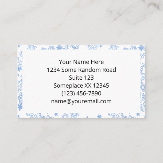 Light Blue Winter Snowflake Muster Visitenkarte (Rückseite)