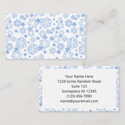 Light Blue Winter Snowflake Muster Visitenkarte (Vorne/Hinten)