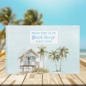 Light Blue Wood Palm Tree Beach House Gästebuch